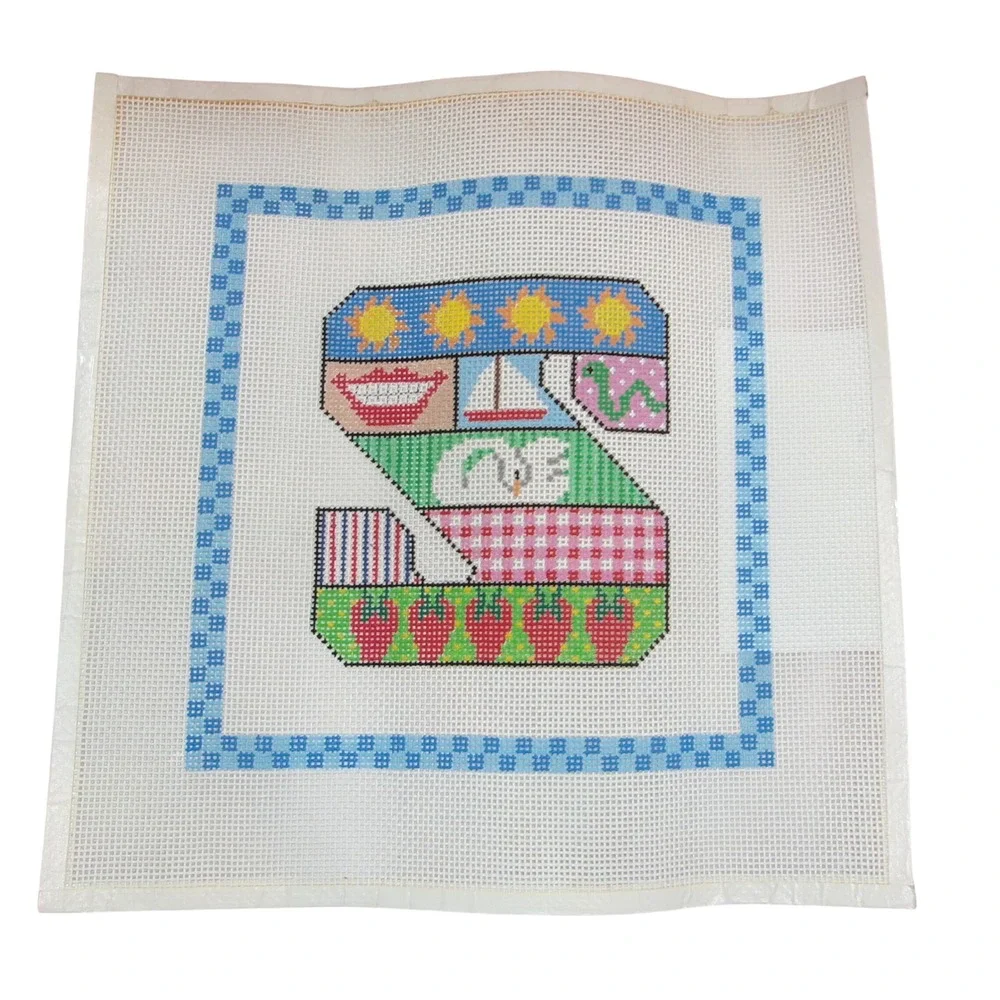 Susan Treglown Needlepoint Canvas Letter S Monogram Sun Swan PC-1950-S 12 Mesh